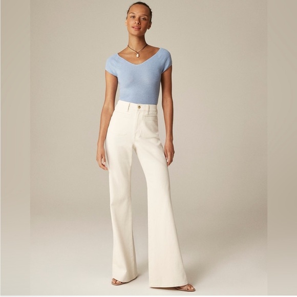 J.CREW NWT 96’ high rise flare boot cut jeans -ecru -31 - Picture 1 of 16